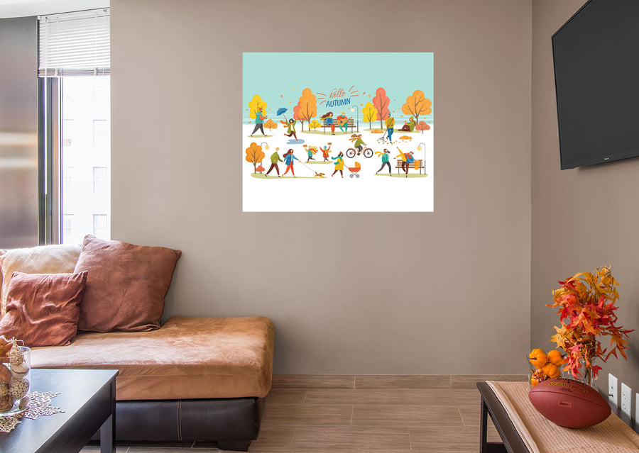 Seasons Decor: Autumn Hello Autumn Mural        -   Removable Wall   Adhesive Decal