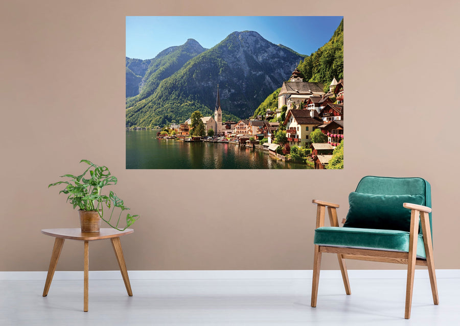 Popular Landmarks: Hallstatt Realistic Poster - Removable Adhesive Decal