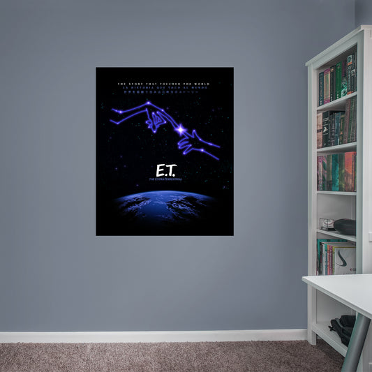 E.T.: E.T. Multilingual Story Tagline 40th Anniversary Graphic Poster - Officially Licensed NBC Universal Removable Adhesive Decal