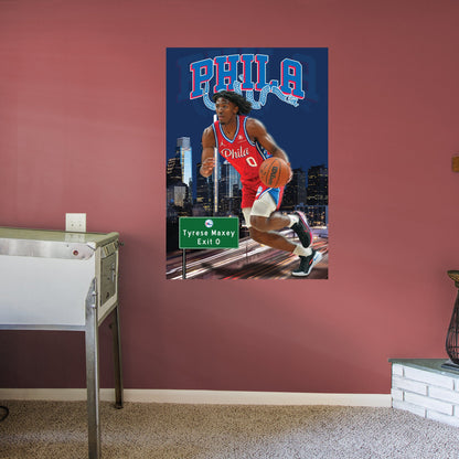 Philadelphia 76ers: Tyrese Maxey Artistic Poster - Officially Licensed NBA Removable Adhesive Decal