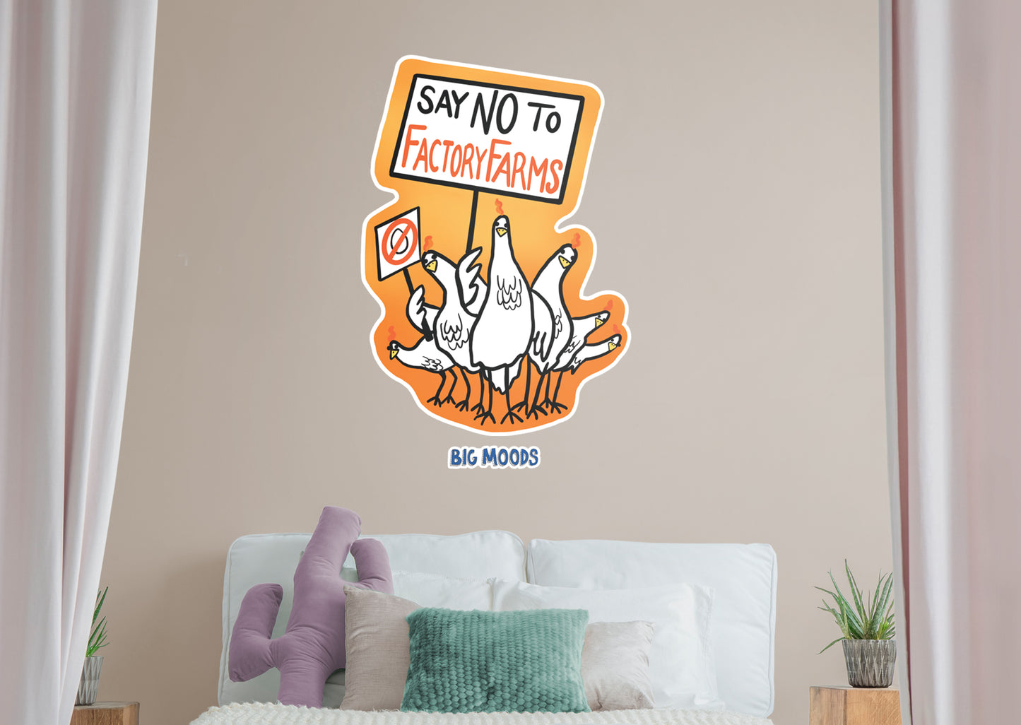 Say No to Factory Farms Chicken        - Officially Licensed Big Moods Removable     Adhesive Decal