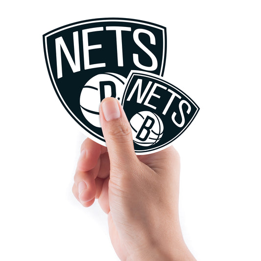 Sheet of 5 -Brooklyn Nets:  2021 Logos Mini        - Officially Licensed NBA Removable Wall   Adhesive Decal