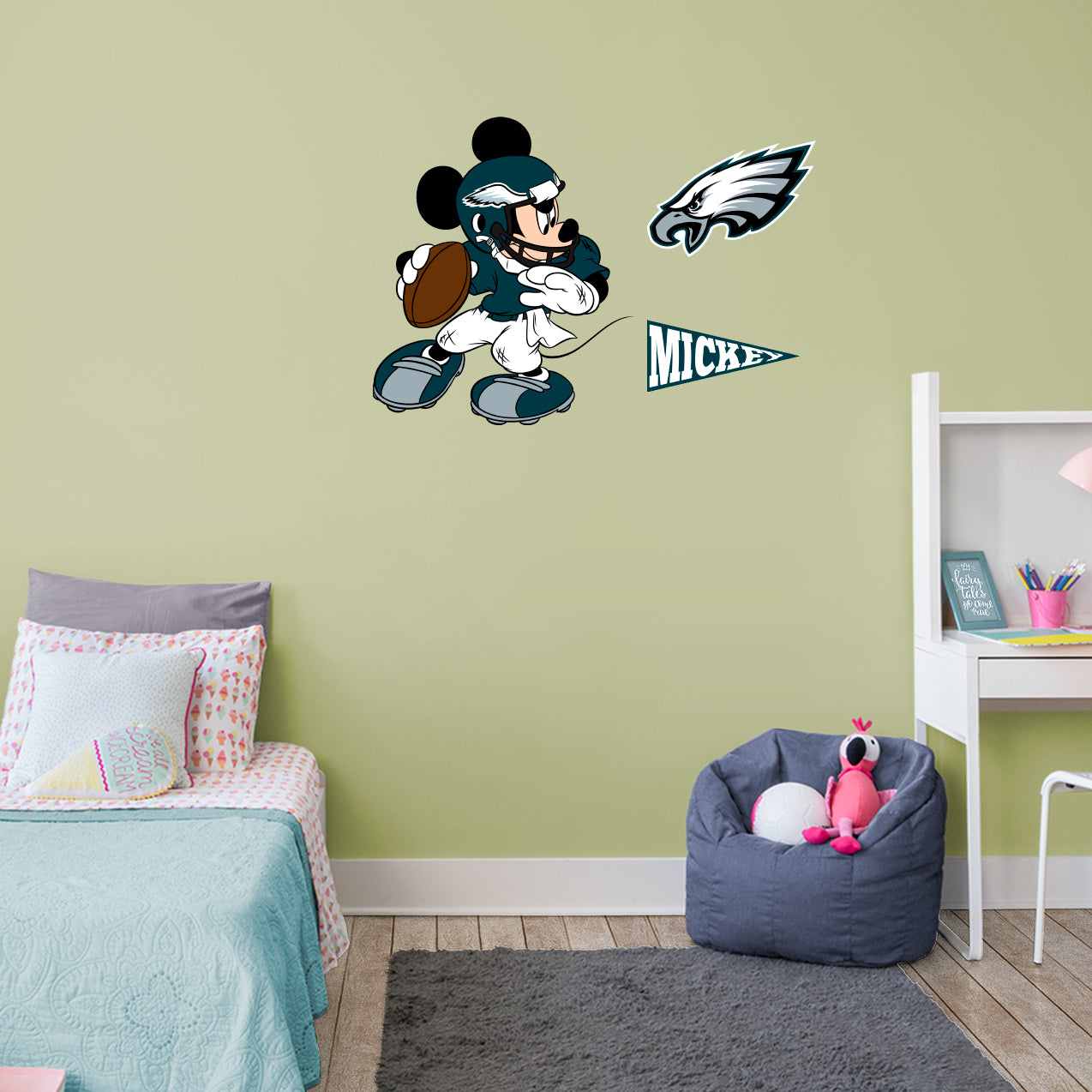 Philadelphia Eagles: Mickey Mouse - Officially Licensed NFL Removable Adhesive Decal