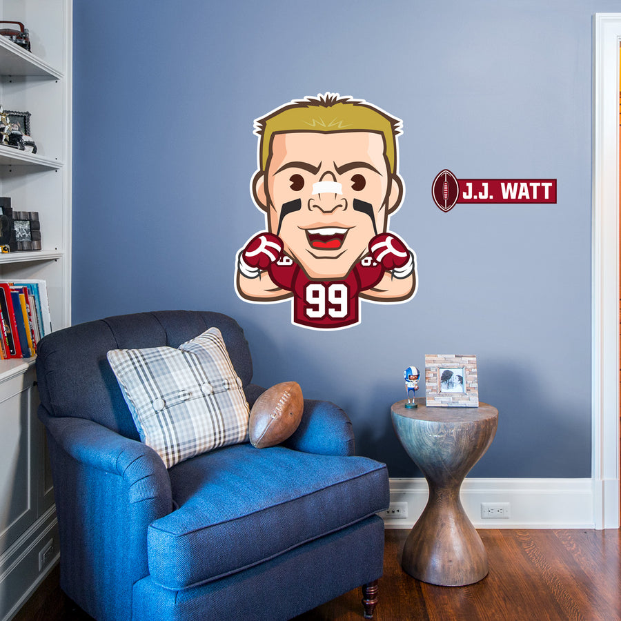 J.J. Watt Emoji - RealBig Collection - Official NFLPA - Arizona Cardinals - Reusable Vinyl Wall Decals