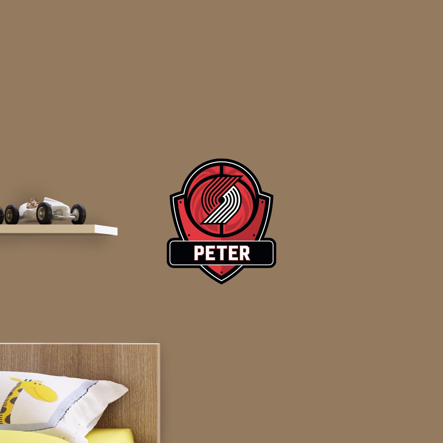 Portland Trail Blazers: Badge Personalized Name - Officially Licensed NBA Removable Adhesive Decal