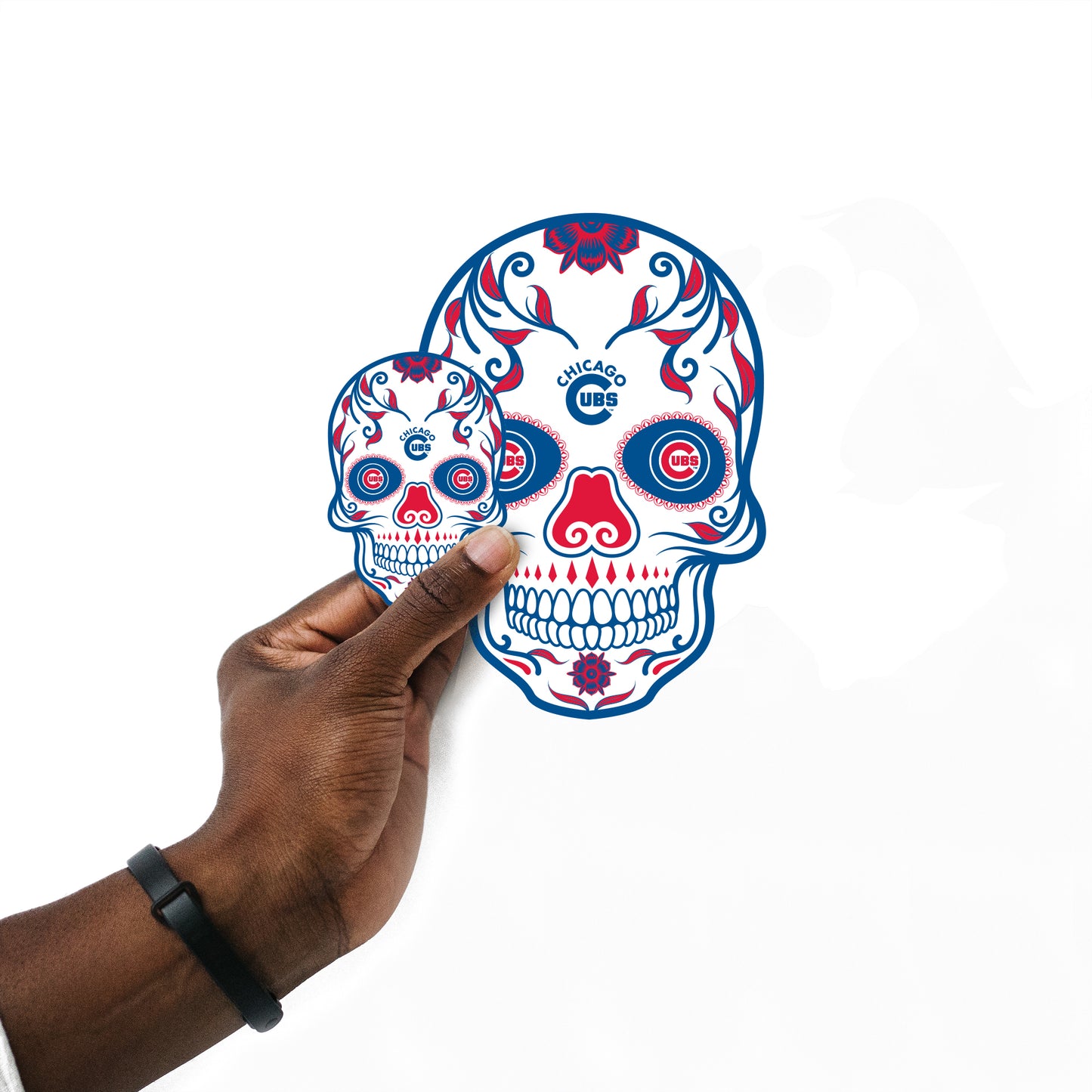Sheet of 5 -Chicago Cubs:   Skull Minis        - Officially Licensed MLB Removable     Adhesive Decal