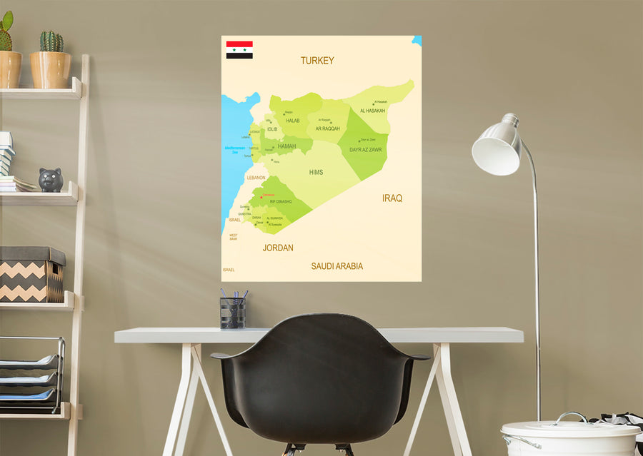Maps of Asia: Syria Mural        -   Removable Wall   Adhesive Decal
