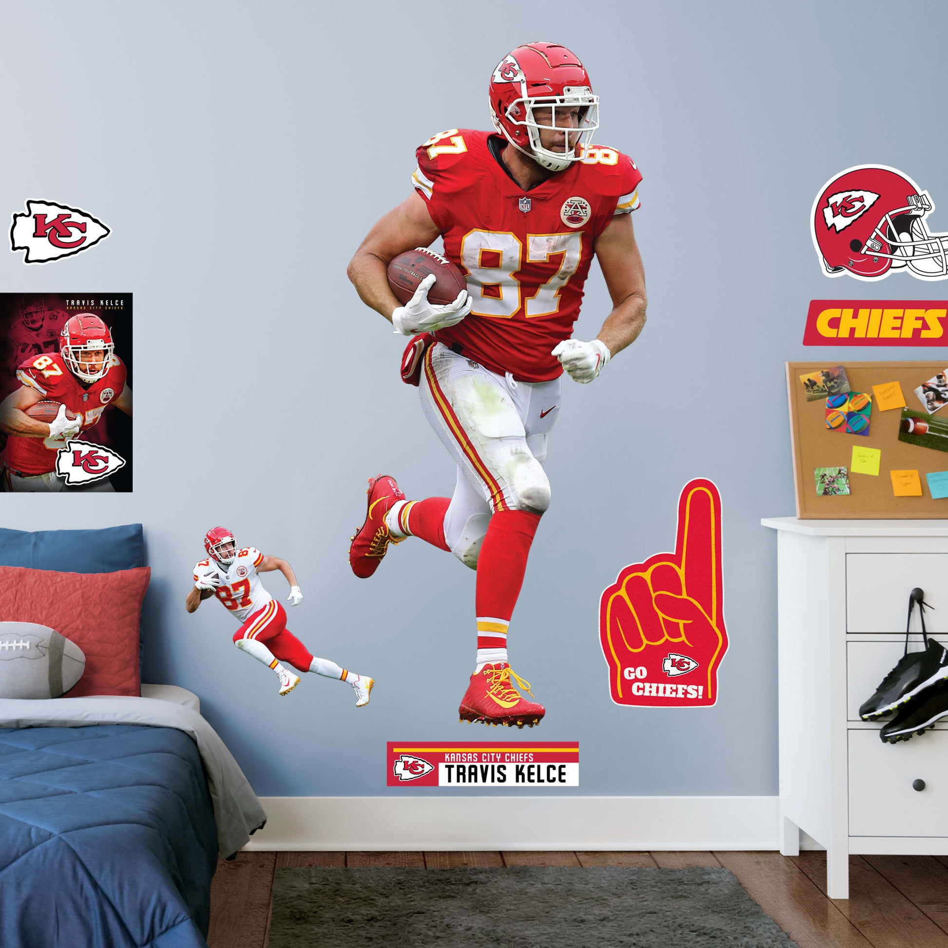 Teen room stickers, football wall stickers, personalized boy name sticker