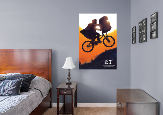 E.T.: E.T. Sunset Bike Flying 40th Anniversary Poster        - Officially Licensed NBC Universal Removable     Adhesive Decal