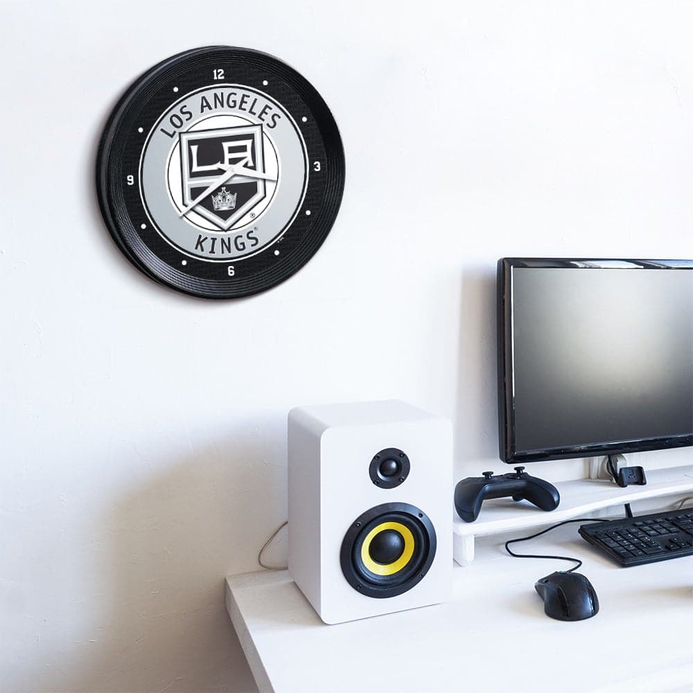 Los Angeles Kings: Ribbed Frame Wall Clock - The Fan-Brand