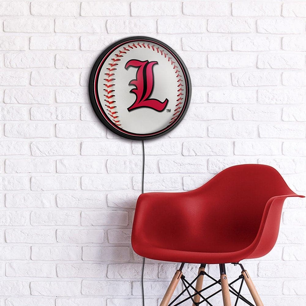 Louisville Cardinals: Baseball - Slimline Lighted Wall Sign - The