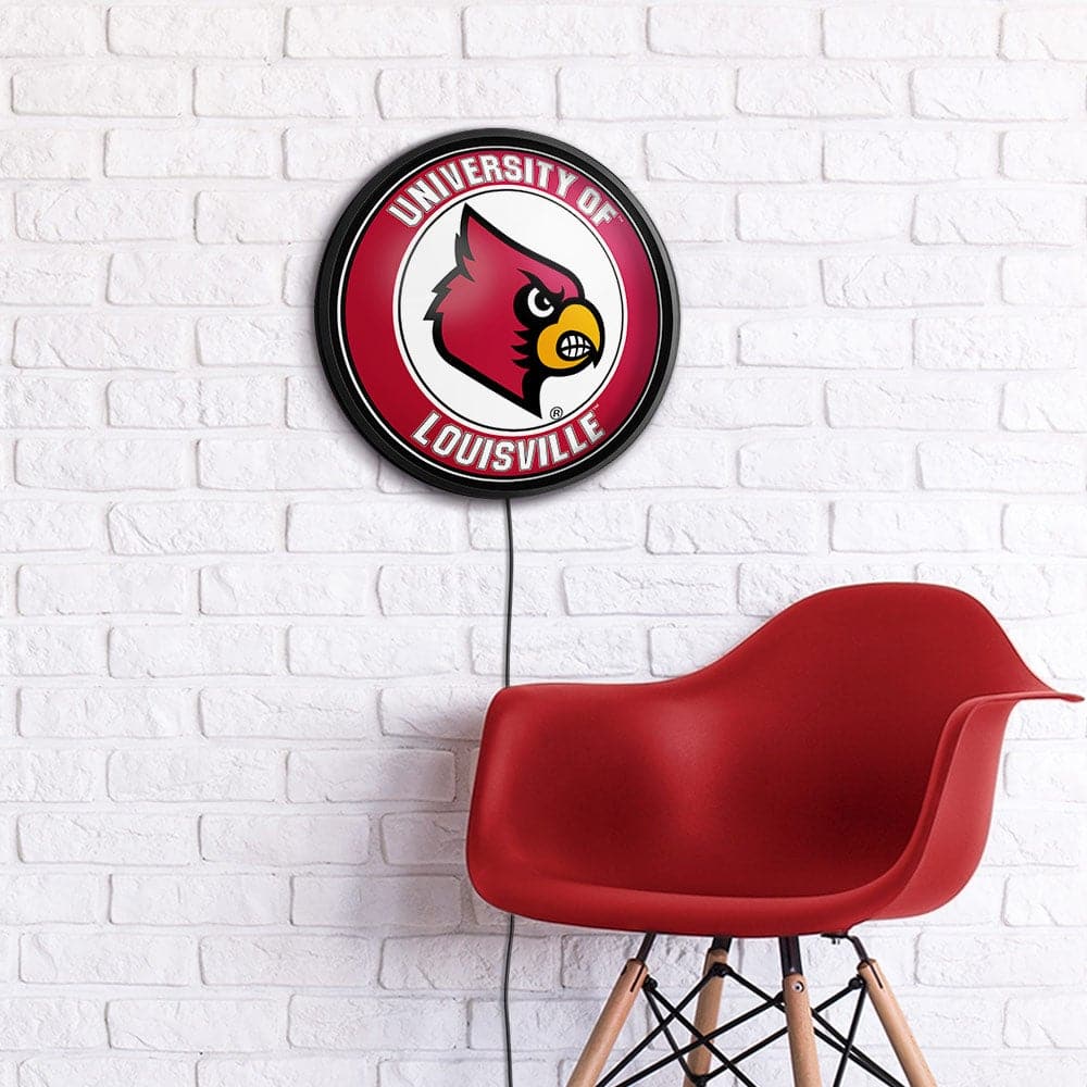 Louisville Cardinals: Round Slimline Lighted Wall Sign - The Fan-Brand