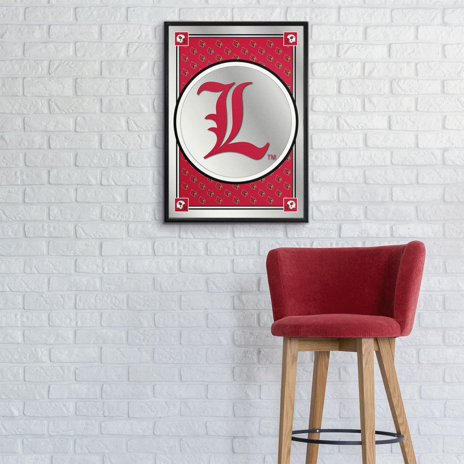 Louisville Cardinals Team Spirit, L - Framed Mirrored Wall Sign