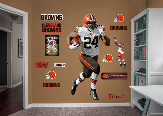 Cleveland Browns: Nick Chubb         - Officially Licensed NFL Removable Wall   Adhesive Decal