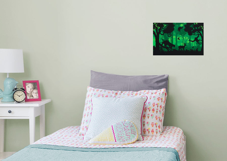 Jungle:  Green Light Mural        -   Removable Wall   Adhesive Decal