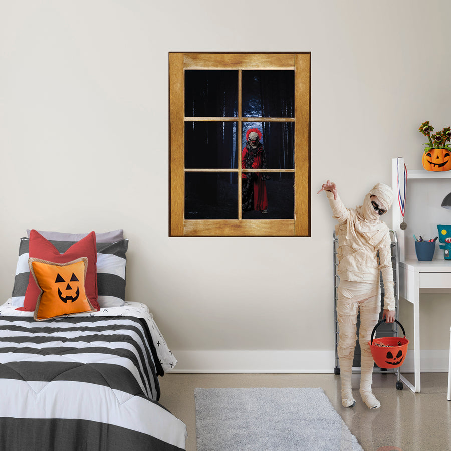 Scary Clowns:  Scary Clown Instant Window        -   Removable     Adhesive Decal