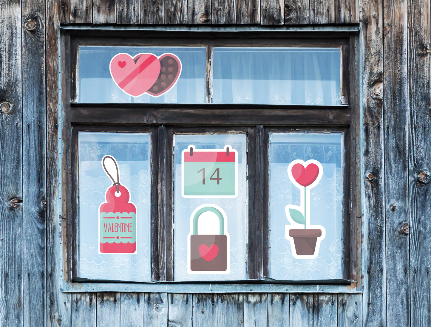 Valentine's Day:  Locked Window Clings        -   Removable Window   Static Decal