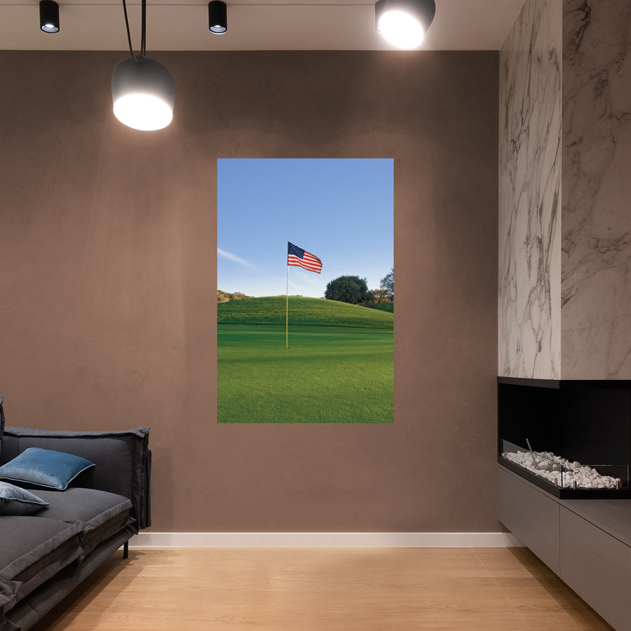 Golf: US Flag Poster        -   Removable     Adhesive Decal