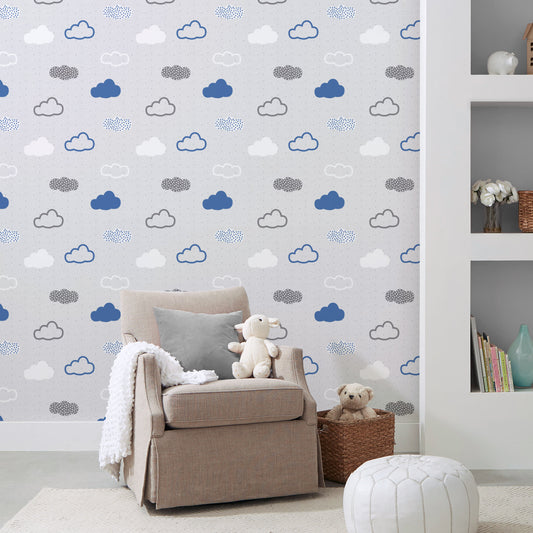 Twilight Clouds (Blue) - Peel & Stick Wallpaper