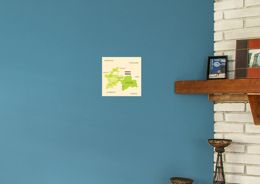 Maps of Asia: Tajikistan Mural        -   Removable Wall   Adhesive Decal
