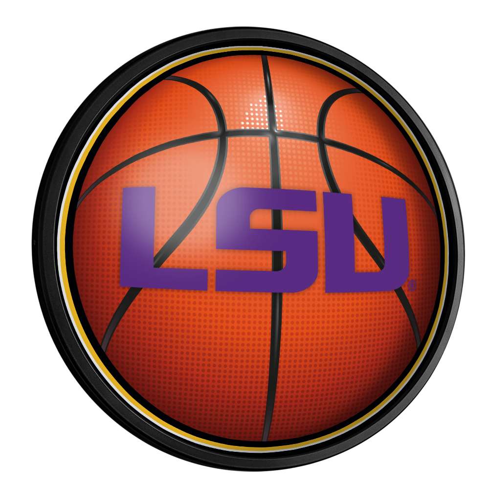 LSU Tigers: Basketball - Round Slimline Lighted Wall Sign - The Fan-Brand