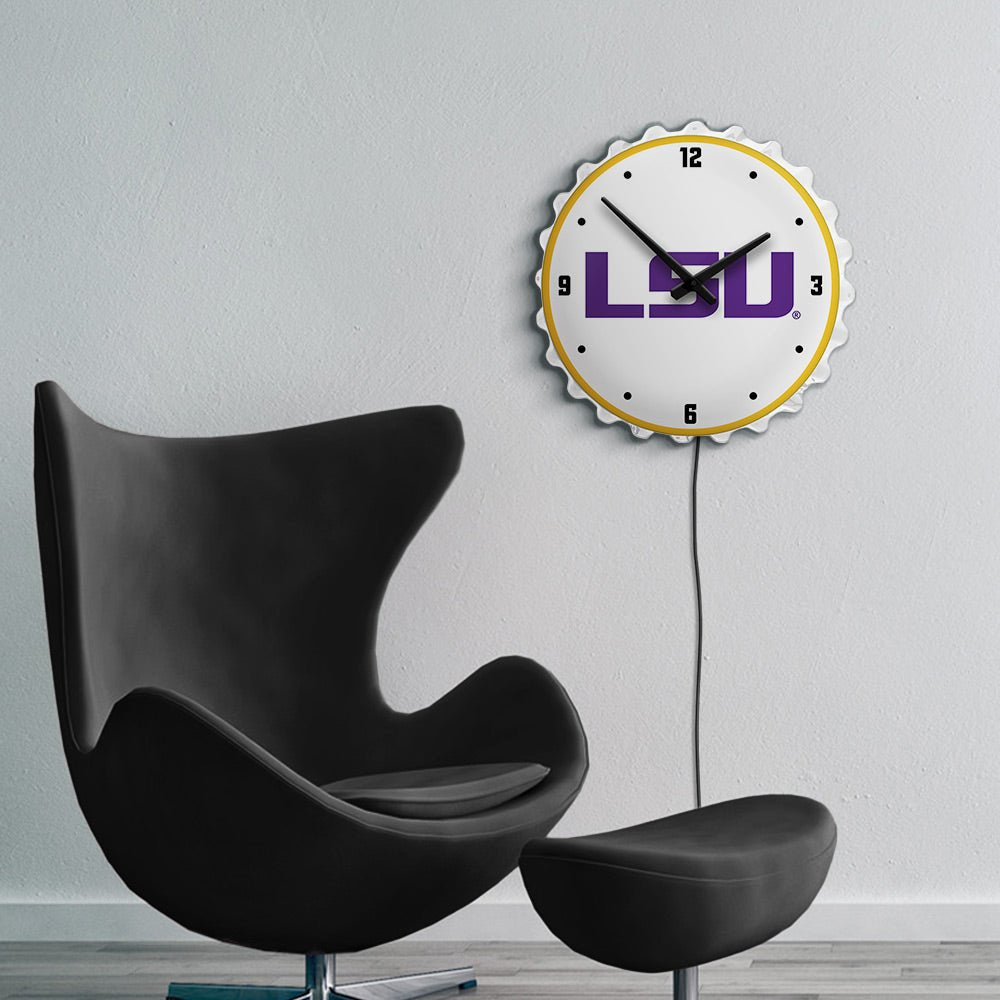 LSU Tigers: Bottle Cap Lighted Wall Clock - The Fan-Brand