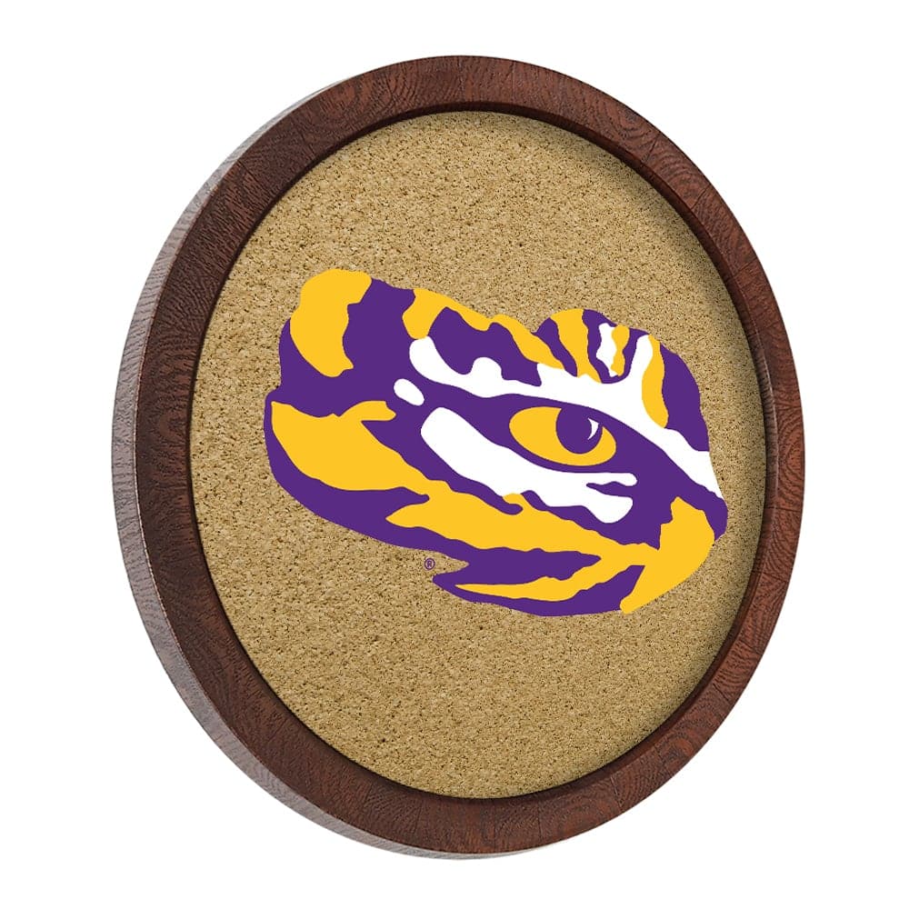 LSU Tigers: Tiger Eye - "Faux" Barrel Framed Cork Board - The Fan-Brand
