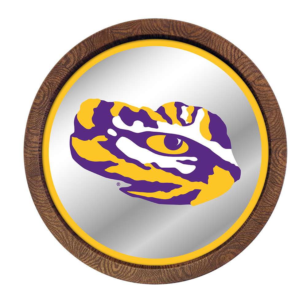LSU Tigers: Tiger Eye - "Faux" Barrel Top Mirrored Wall Sign - The Fan-Brand