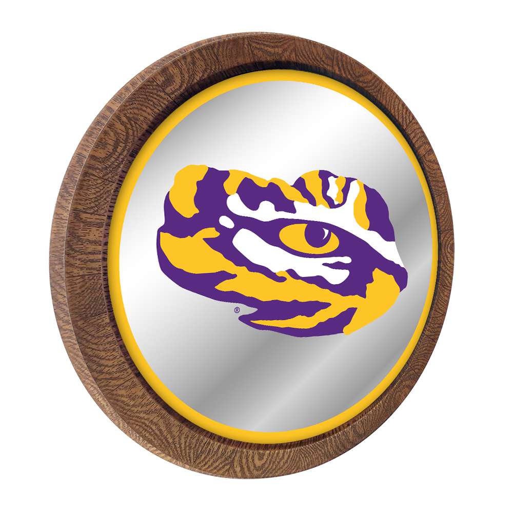 LSU Tigers: Tiger Eye - "Faux" Barrel Top Mirrored Wall Sign - The Fan-Brand