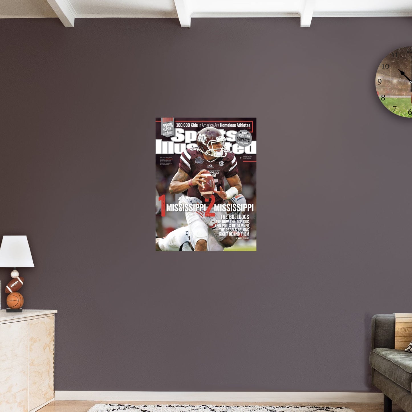 Mississippi State Bulldogs: Dak Prescott October 2014 Sports Illustrated Cover - Officially Licensed NCAA Removable Adhesive Decal