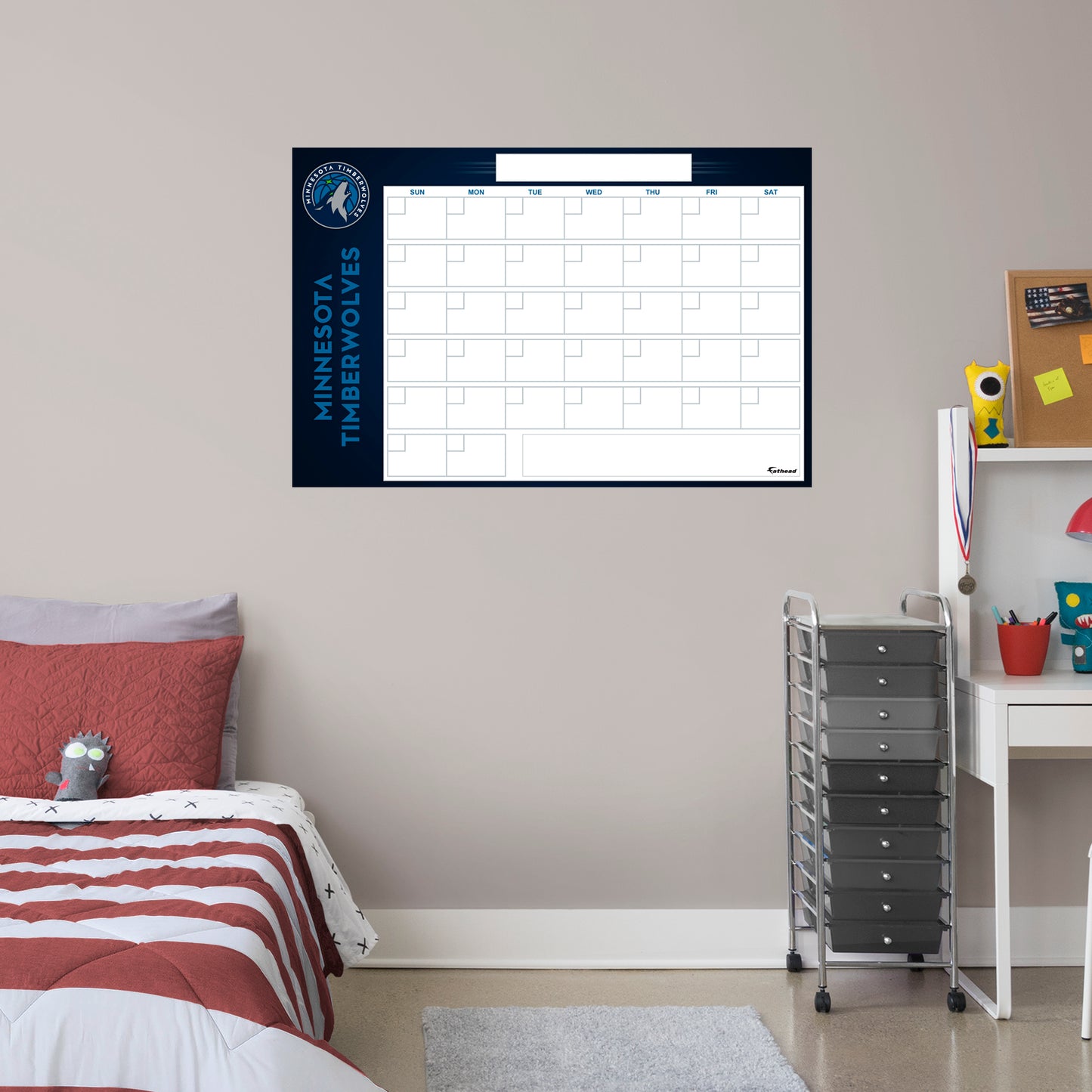 Minnesota Timberwolves Dry Erase Calendar  - Officially Licensed NBA Removable Wall Decal