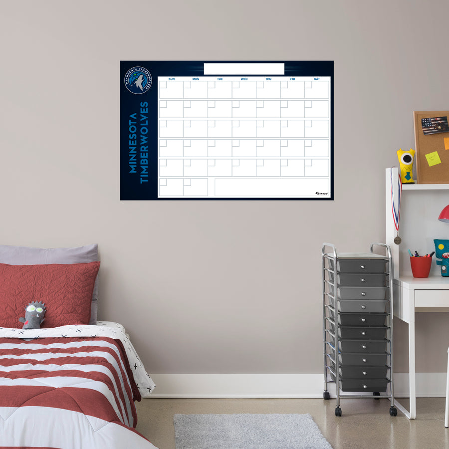 Minnesota Timberwolves - Dry Erase Calendar - Official NBA - Reusable Vinyl Wall Decal