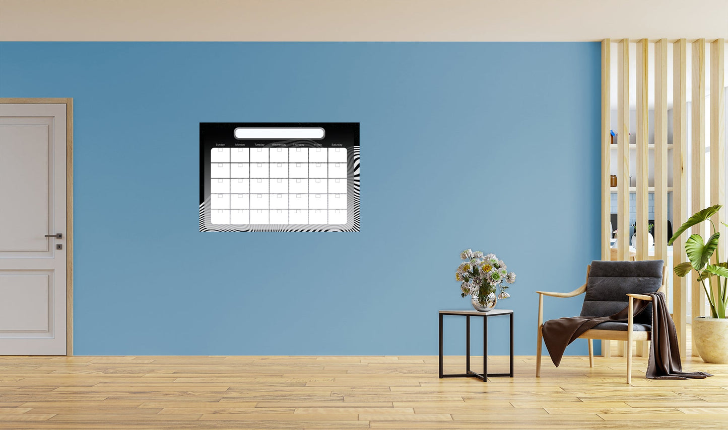 Calendars: Black and White One Month Calendar Dry Erase - Removable Adhesive Decal