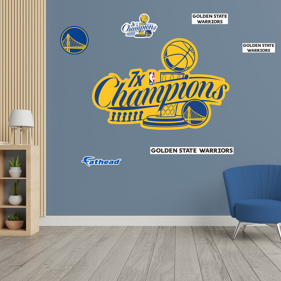 Golden State Warriors - RealBig 2022 7X Champions Logo Collection - Official NBA - Reusable Vinyl Wall Decals