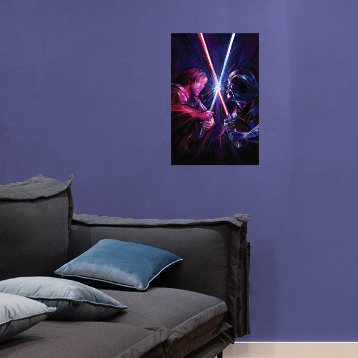 Obi-Wan Kenobi: Darth Vader & Obi-Wan Lightsaber Clash Poster - Officially Licensed Star Wars Removable Adhesive Decal