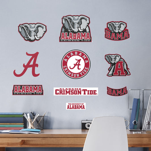 Alabama Crimson Tide: Logo Assortment - Officially Licensed Removable Wall Decals