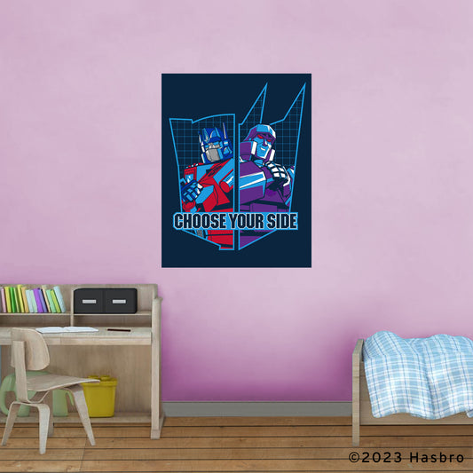 Transformers Classic: Optimus Prime & Megatron Choose Your Side Poster        - Officially Licensed Hasbro Removable     Adhesive Decal