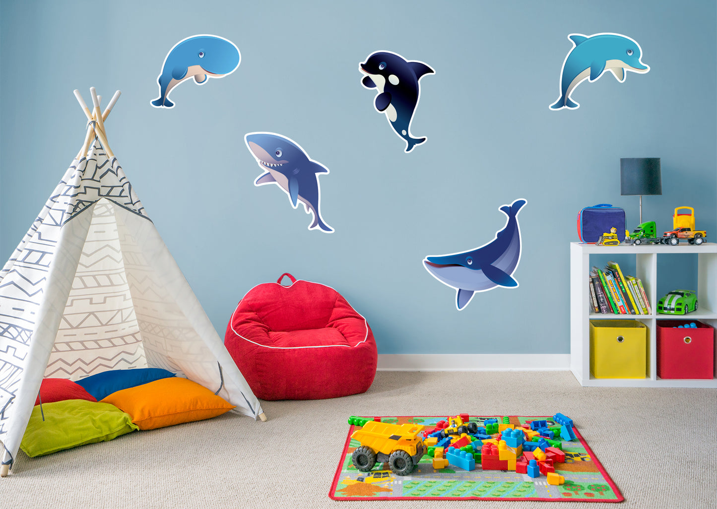 Nursery:  Dolphins and Whales Collection        -   Removable Wall   Adhesive Decal