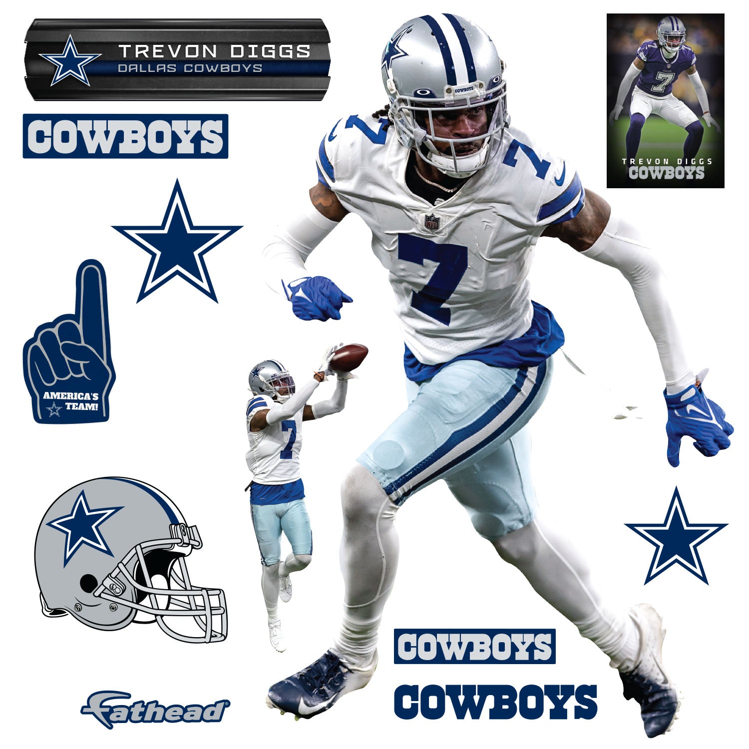 Dallas Cowboys: Trevon Diggs 2021 - NFL Removable Adhesive Wall Decal Large