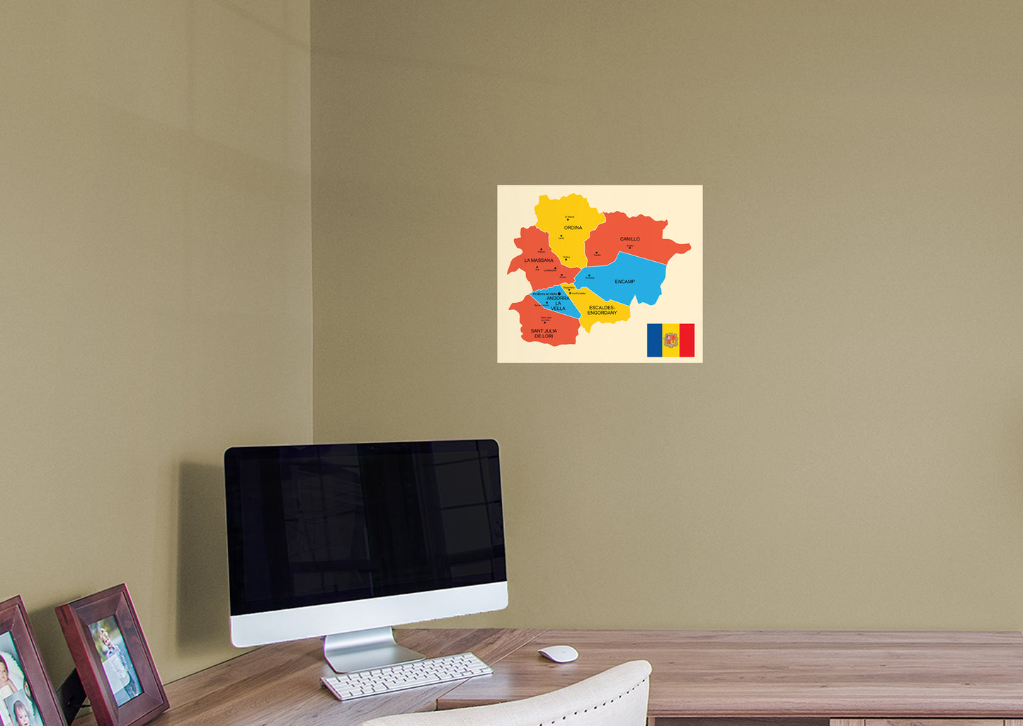 Maps of Europe: Andorra Mural        -   Removable Wall   Adhesive Decal