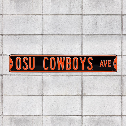 Oklahoma State Cowboys: Oklahoma State Cowboys Avenue (Black) - Officially Licensed Metal Street Sig