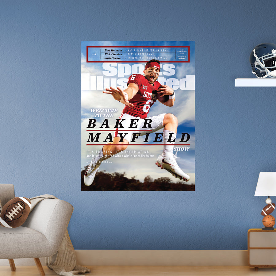 Baker Mayfield - December 2017 Sports Illustrated Cover - Peel & Stick Poster - Official NCAA - Oklahoma Sooners - Reusable Vinyl Wall Decal