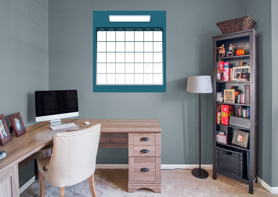 Calendars: All Blue Square One Month Calendar Dry Erase - Removable Adhesive Decal