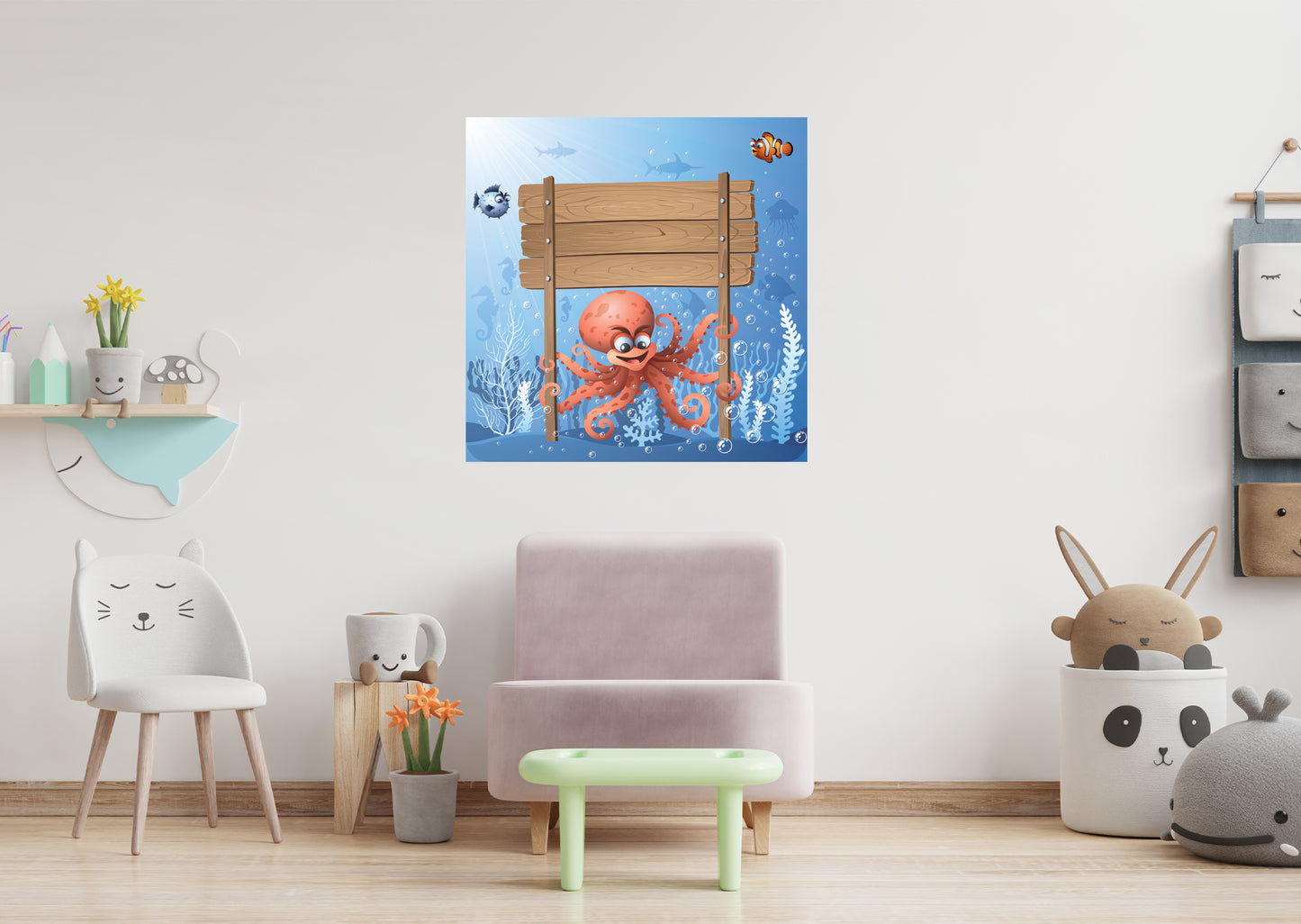 Nursery: Octopus Dry Erase        -   Removable Wall   Adhesive Decal