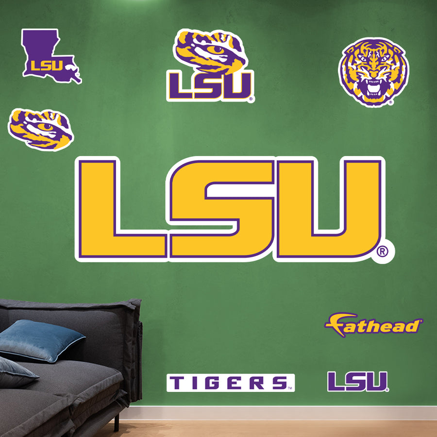 LSU Tigers - RealBig Gold Logo Collection - Official NCAA - Reusable Vinyl Wall Decals