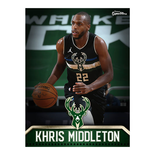 Milwaukee Bucks Khris Middleton 2021 GameStar        - Officially Licensed NBA Removable Wall   Adhesive Decal