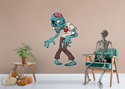 Halloween: Blue Zombie Icon        -   Removable Wall   Adhesive Decal