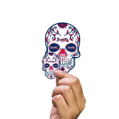Sheet of 5 -Atlanta Braves:  2022 Skull Minis        - Officially Licensed MLB Removable     Adhesive Decal
