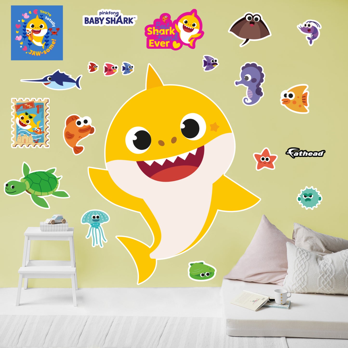 Baby Shark: Friends RealBig - Officially Licensed Nickelodeon Removable Adhesive Decal