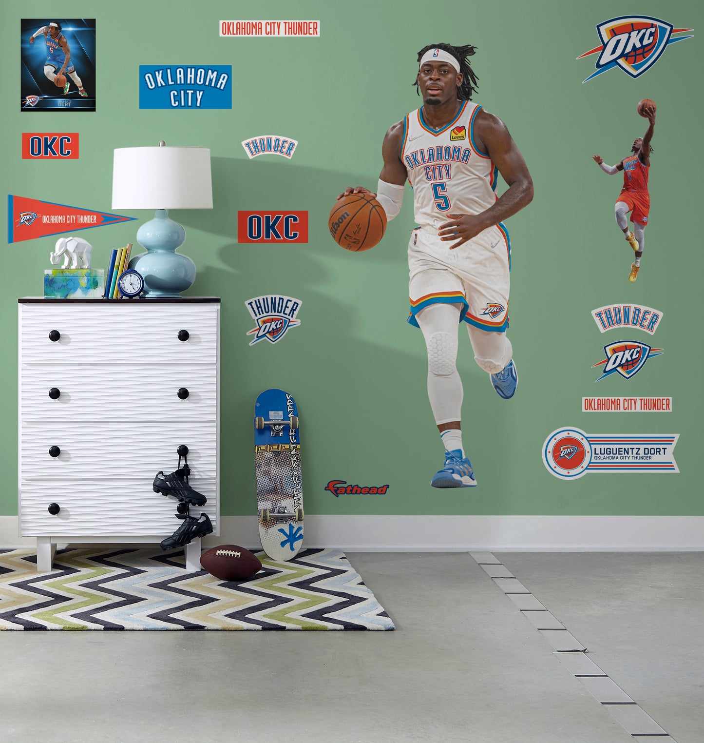 Oklahoma City Thunder: Luguentz Dort - Officially Licensed NBA Removable Adhesive Decal